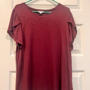 LuLaRoe "OLIVE" short sleeve shirt (L) Burgundy